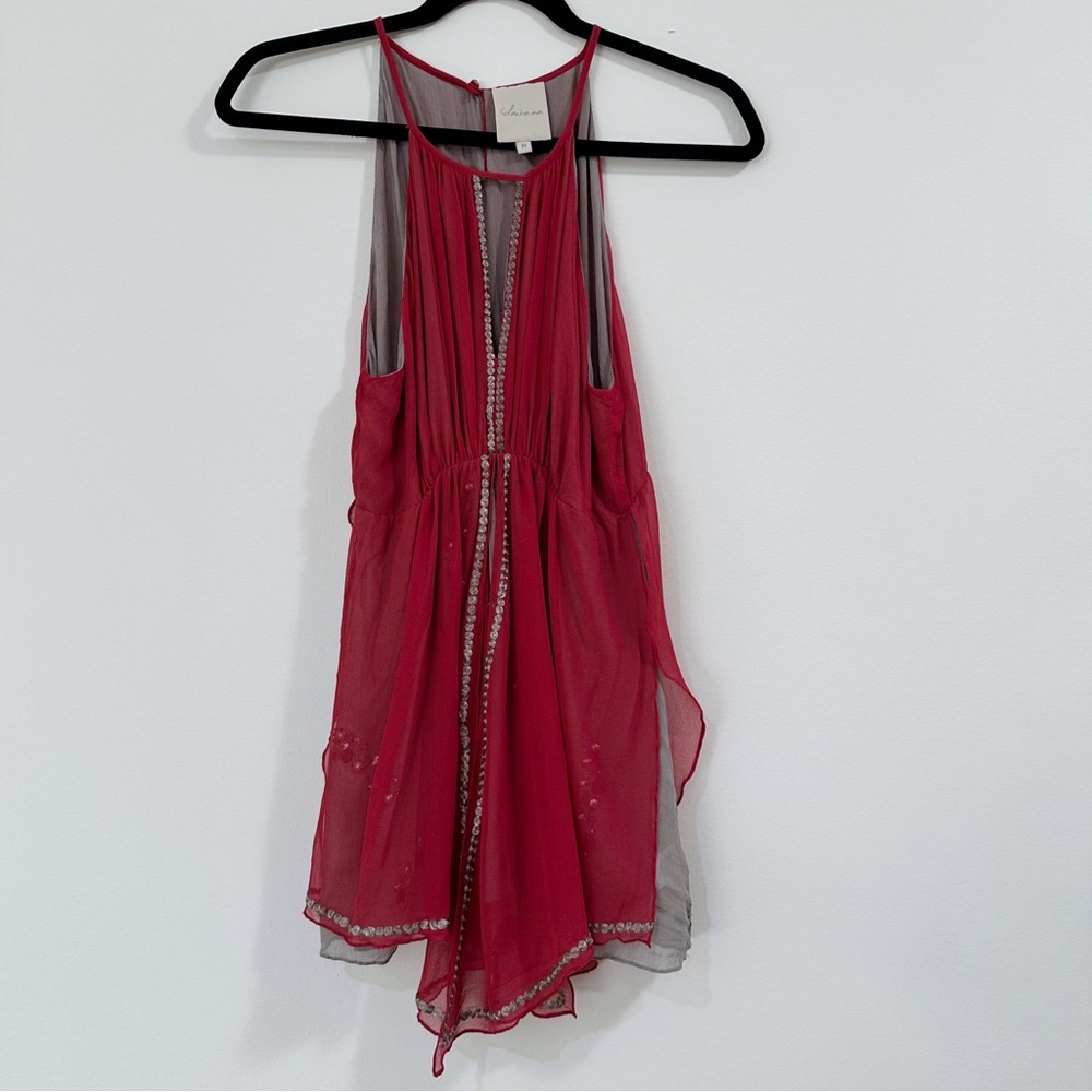 Anthropologie Saivana Halter Sleeveless Silk Red Top Size Medium